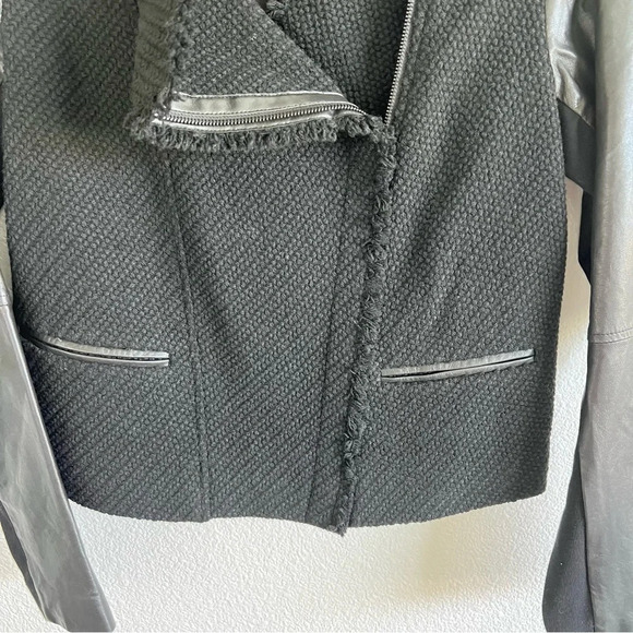 Vince Boucle Scuba Moto Wool Genuine Lamb Leather Jacket - Picture 4 of 11